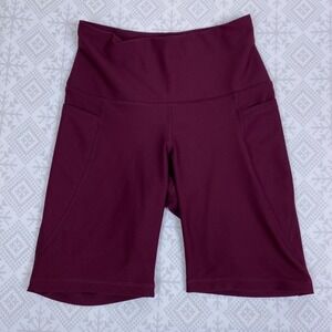 Old Navy Active Powersoft High Rise Bike Shorts Go-Dry Athletic Maroon S